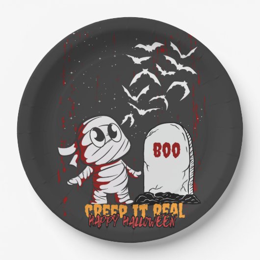 Assiettes En Carton Mummy at Grave Boo Halloween (Devant)