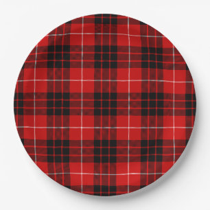 Assiettes En Carton Munro tartan rouge noir plaid