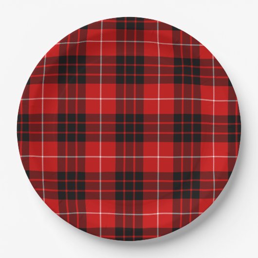 Assiettes En Carton Munro tartan rouge noir plaid (Devant)