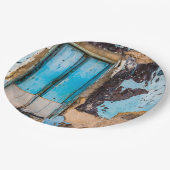 Assiettes En Carton Mur bleu et porte (Angle)