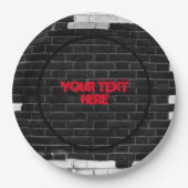 Assiettes En Carton Mur de briques noir et blanc personnalisé (Devant)