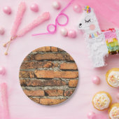 Assiettes En Carton Mur en briques antique (Fête)