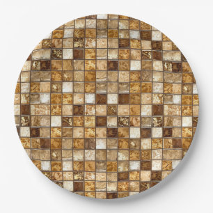 Assiettes En Carton Mur en mosaïque Brown et beige