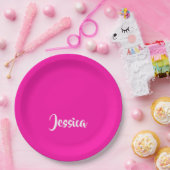 Assiettes En Carton Mur rose uni (Fête)