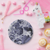 Assiettes En Carton Mûre Toile floral pourpre bleu No.1 (Fête)