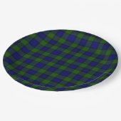 Assiettes En Carton Murray tartan bleu vert plaid (Angle)