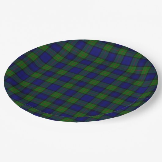Assiettes En Carton Murray tartan bleu vert plaid (Angle)