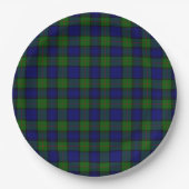 Assiettes En Carton Murray tartan bleu vert plaid (Devant)