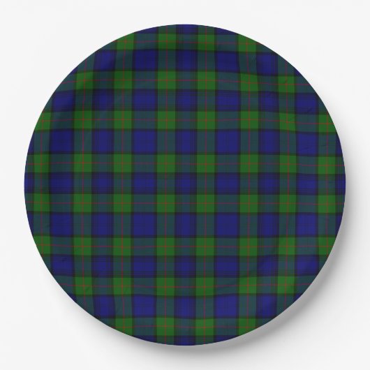 Assiettes En Carton Murray tartan bleu vert plaid (Devant)