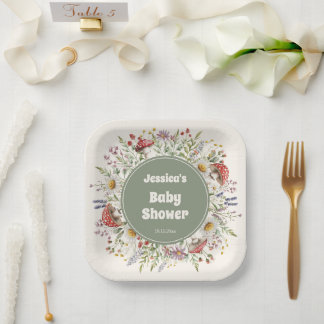 Assiettes En Carton Mushroom Baby Shower 