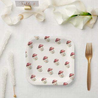 Assiettes En Carton Mushroom Baby Shower 
