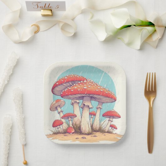 Assiettes En Carton mushrooms Birthday or Shower (Mariage)