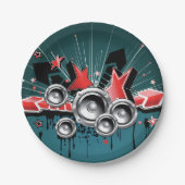 Assiettes En Carton Music Graphic Speakers Audio (Devant)
