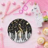 Assiettes En Carton Music Note Clés de piano or de luxe (Fête)