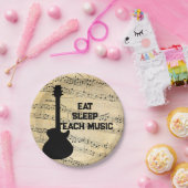 Assiettes En Carton Music Note Luxe noir et blanc Personnalisé (Fête)