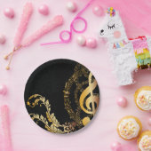 Assiettes En Carton Music Note Luxe or gris (Fête)