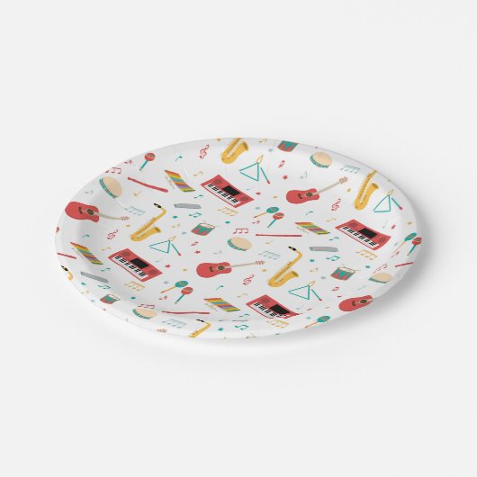Assiettes En Carton Musical Instruments Music Theme Pattern (Angle)