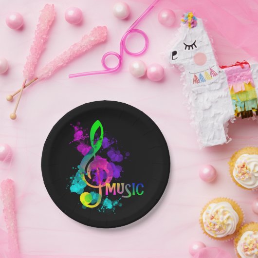 Assiettes En Carton Musique Arc-en-ciel à thème Cleble (Fête)