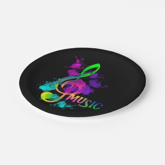 Assiettes En Carton Musique Arc-en-ciel à thème Cleble (Angle)