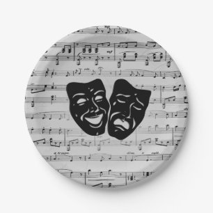 Assiettes En Carton Musique d'argent et masques de théâtre