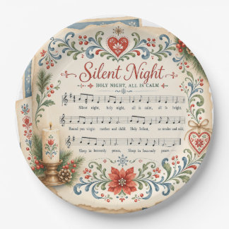 Assiettes En Carton Musique de Noël nordique