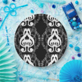 Assiettes En Carton Musique d'image miroir noir et blanc (Fête)