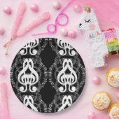 Assiettes En Carton Musique d'image miroir noir et blanc (Fête)