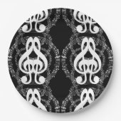 Assiettes En Carton Musique d'image miroir noir et blanc (Devant)