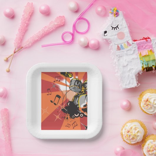 Assiettes En Carton Musique Drum Set (Fête)