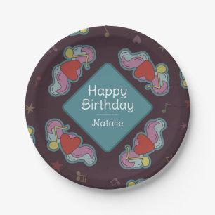 Assiettes En Carton Musique Lover Doodles Thème Anniversaire Fête Turq