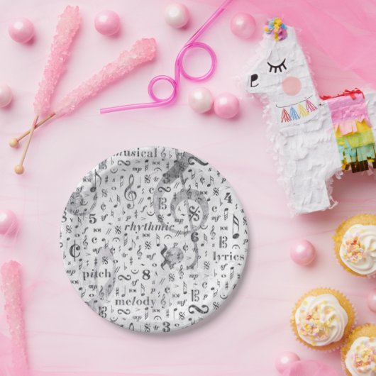 Assiettes En Carton Musique Note Motif Thème (Fête)