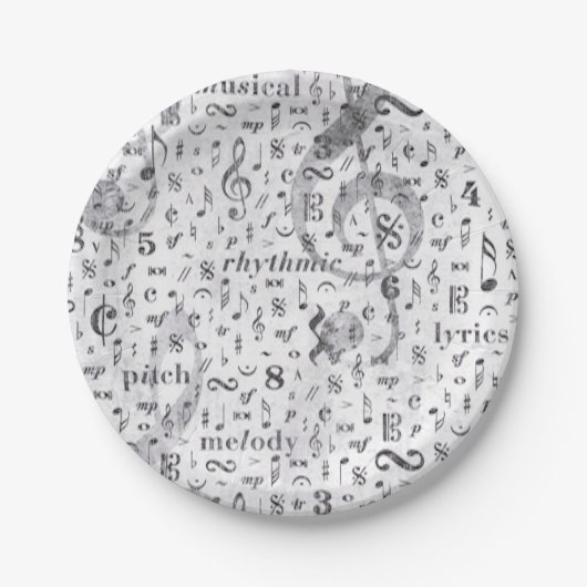 Assiettes En Carton Musique Note Motif Thème (Devant)