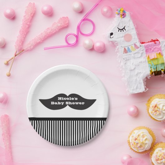 Assiettes En Carton Mustache Bash Fête d'anniversaire Plaques modernes (Fête)