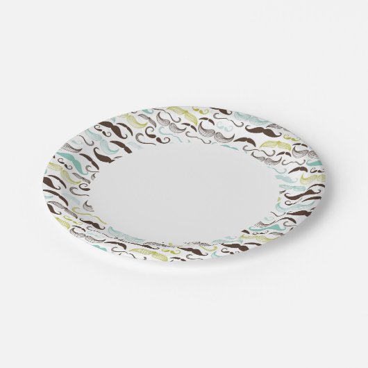 Assiettes En Carton Mustache motif, style rétro 2 (Angle)