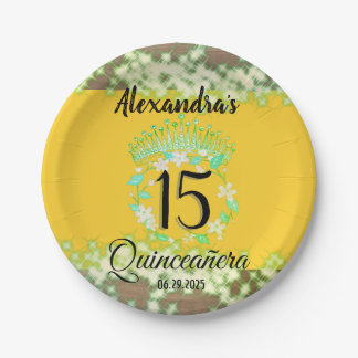 Assiettes En Carton Mustard de Boho Vintage et Quinceañera vert espagn