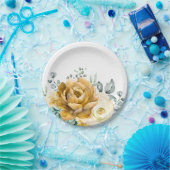 Assiettes En Carton Mustard Jaune Floral Sage Vert Mariage moderne (Fête)