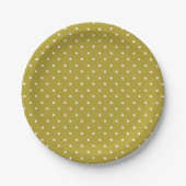 Assiettes En Carton  Mustard yellow white polka dots pattern  (Devant)