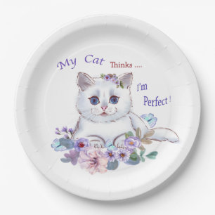 Assiettes En Carton My Cat pense que je suis parfait Plaques d'illustr