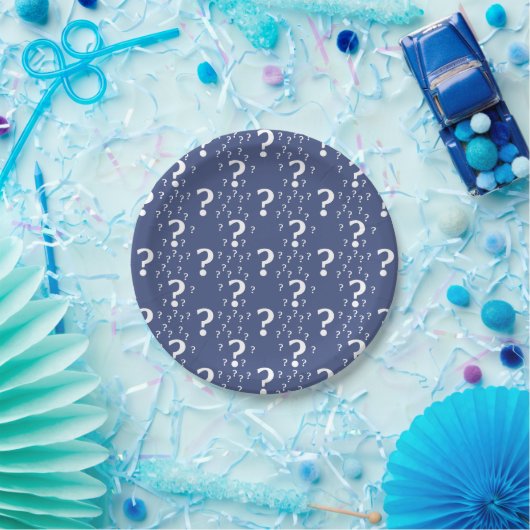 Assiettes En Carton Mystère point d'interrogation riddle puzzle bleu (Fête)
