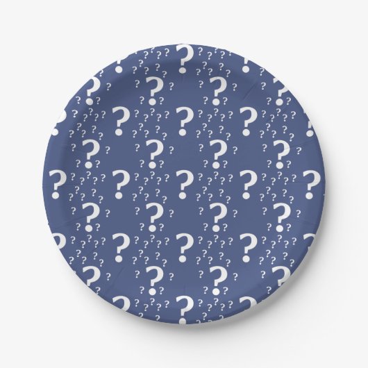 Assiettes En Carton Mystère point d'interrogation riddle puzzle bleu (Devant)