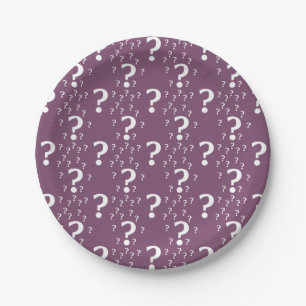 Assiettes En Carton Mystère question marque énigme puzzle mauve