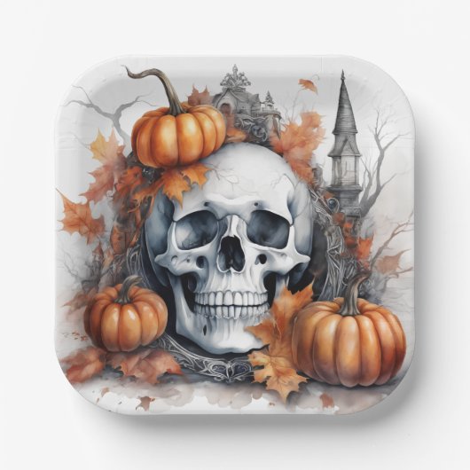 Assiettes En Carton Mystic Halloween Gothic Skull Art - Enchantant (Recto)