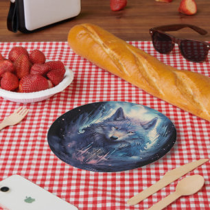 Assiettes En Carton Mystic Moon Wolf Guardian