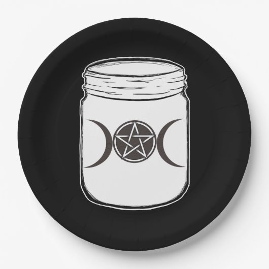 Assiettes En Carton Mystical Magic Moons Mason Jar Halloween Party (Devant)
