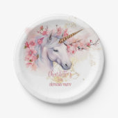 Assiettes En Carton Mystical Unicorn Floral Girl 3e fête d'anniversair (Devant)