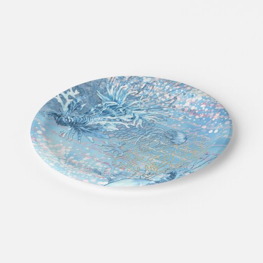 Assiettes En Carton Mystique océan rêves hippocampe méduse poisson tur (Angle)