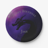 Assiettes En Carton Mythique Violet Lune Dragon Joyeux Anniversaire (Devant)