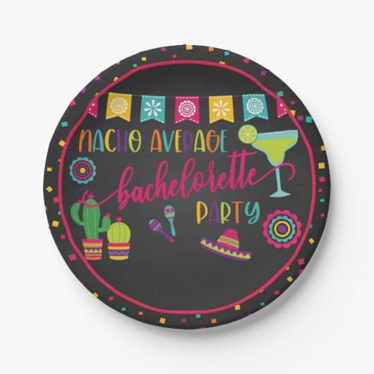 Assiettes En Carton Nacho Plaque de Bachelorette moyenne - Noir (Devant)