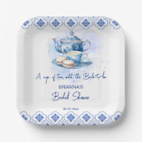 Nage douche thé fête bleu tuiles thé pot