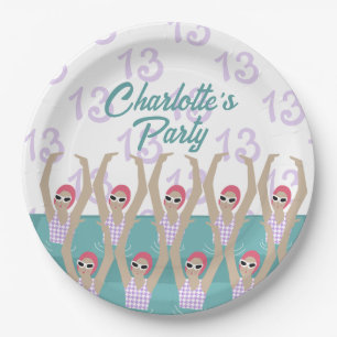 Assiettes En Carton Nageurs artistiques modernes 13ème anniversaire fê